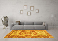 Machine Washable Abstract Yellow Modern Rug, wshabs4072yw