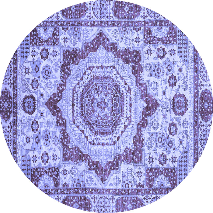 Round Abstract Blue Modern Rug, abs4072blu