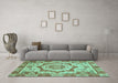 Machine Washable Abstract Turquoise Modern Area Rugs in a Living Room,, wshabs4072turq