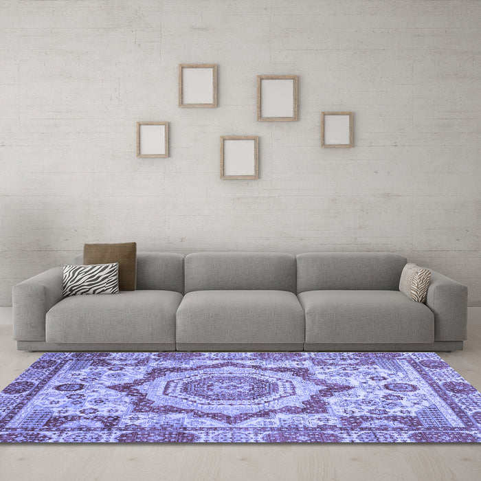 Machine Washable Abstract Blue Modern Rug in a Living Room, wshabs4072blu