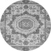 Round Abstract Gray Modern Rug, abs4072gry