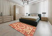 Abstract Red Modern Rug in a Bedroom, abs4072