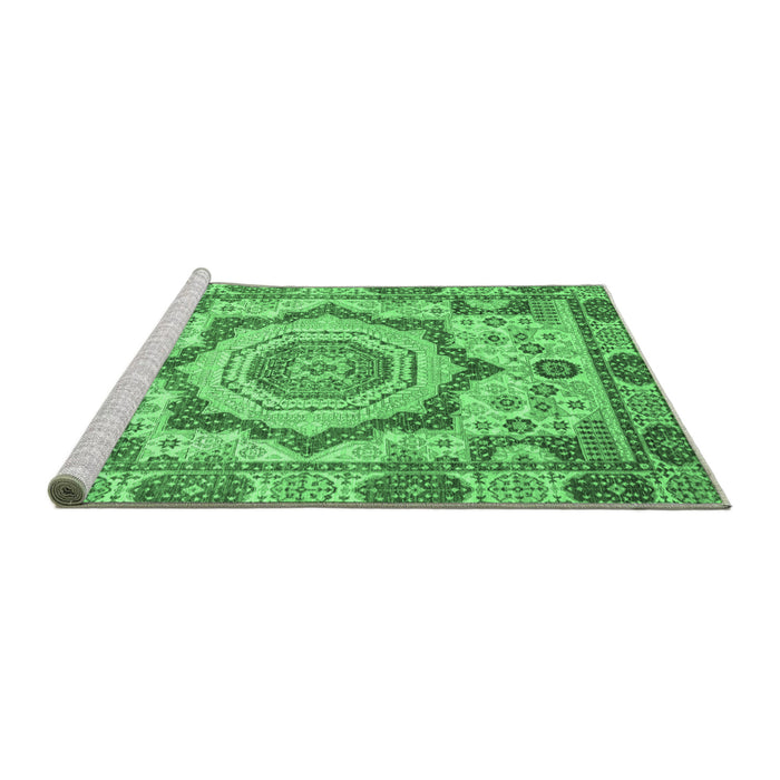 Sideview of Machine Washable Abstract Emerald Green Modern Area Rugs, wshabs4072emgrn