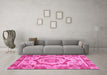 Machine Washable Abstract Pink Modern Rug in a Living Room, wshabs4072pnk