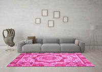 Machine Washable Abstract Pink Modern Rug, wshabs4072pnk