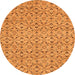 Round Machine Washable Abstract Orange Modern Area Rugs, wshabs4073org