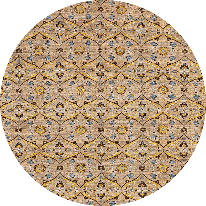 Round Machine Washable Abstract Gold Brown Rug, wshabs4073