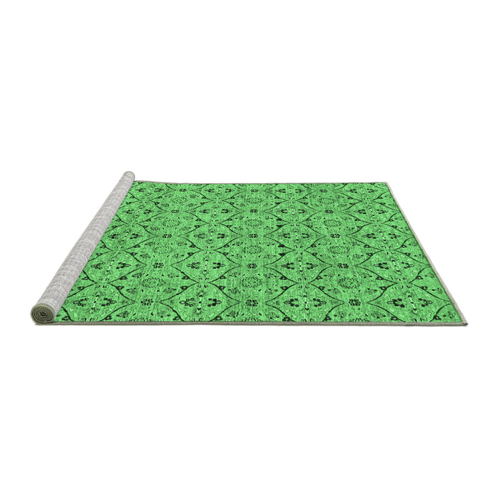 Sideview of Machine Washable Abstract Emerald Green Modern Area Rugs, wshabs4073emgrn
