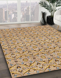 Abstract Gold Brown Modern Rug, abs4073