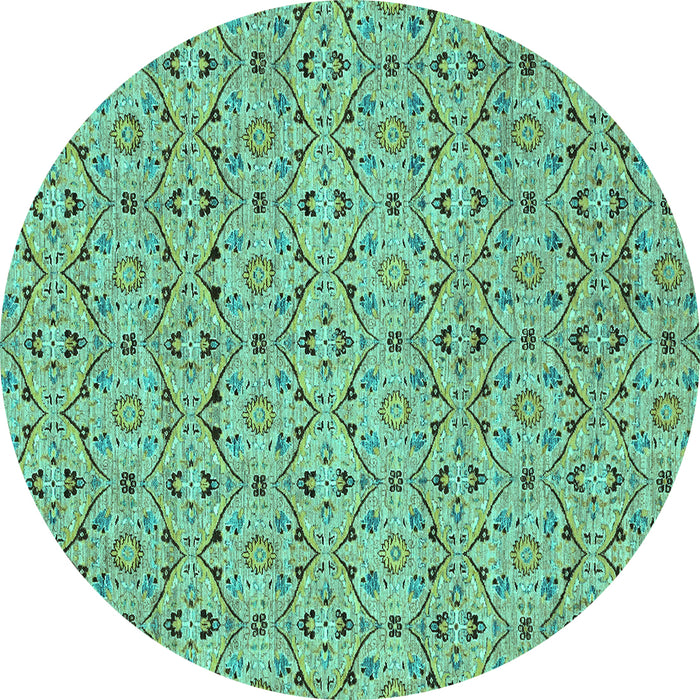 Round Machine Washable Abstract Turquoise Modern Area Rugs, wshabs4073turq