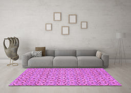 Machine Washable Abstract Purple Modern Area Rugs in a Living Room, wshabs4073pur
