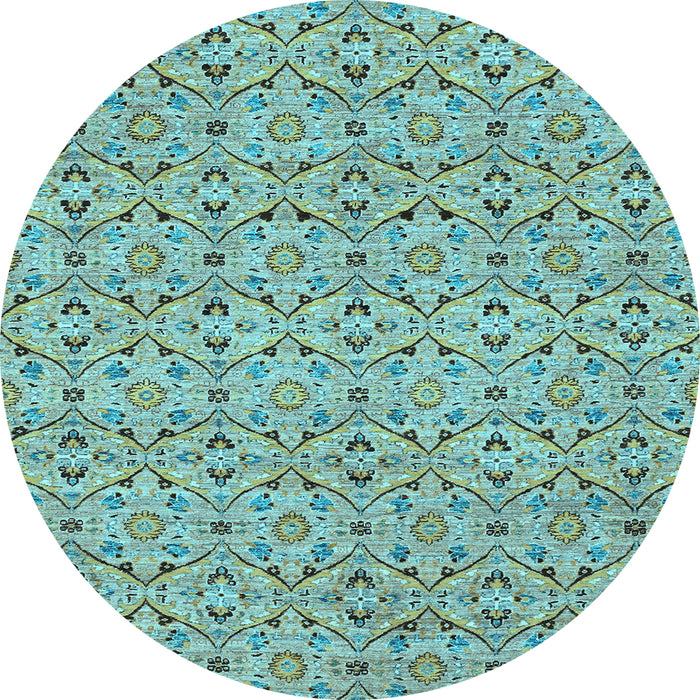 Round Abstract Light Blue Modern Rug, abs4073lblu