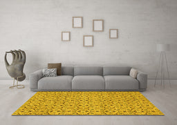 Machine Washable Abstract Yellow Modern Rug in a Living Room, wshabs4073yw