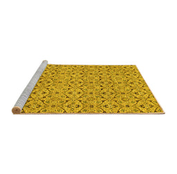 Sideview of Machine Washable Abstract Yellow Modern Rug, wshabs4073yw