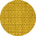 Round Machine Washable Abstract Yellow Modern Rug, wshabs4073yw