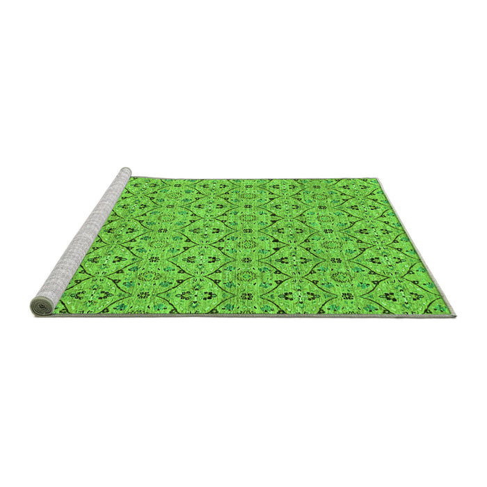Sideview of Machine Washable Abstract Green Modern Area Rugs, wshabs4073grn