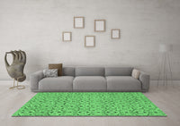 Machine Washable Abstract Emerald Green Modern Rug, wshabs4073emgrn