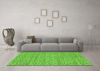 Machine Washable Abstract Green Modern Rug, wshabs4073grn