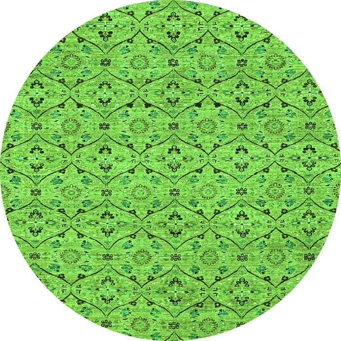 Round Machine Washable Abstract Green Modern Area Rugs, wshabs4073grn