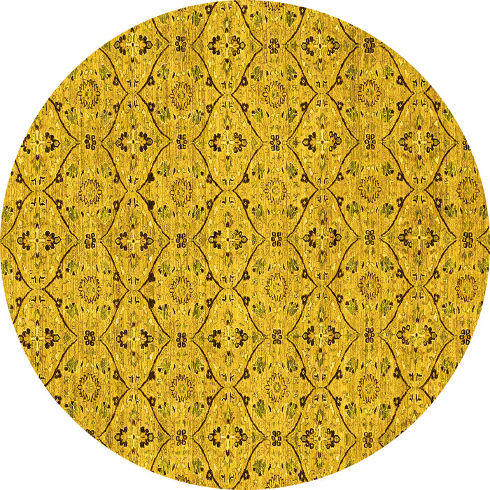 Round Abstract Yellow Modern Rug, abs4073yw