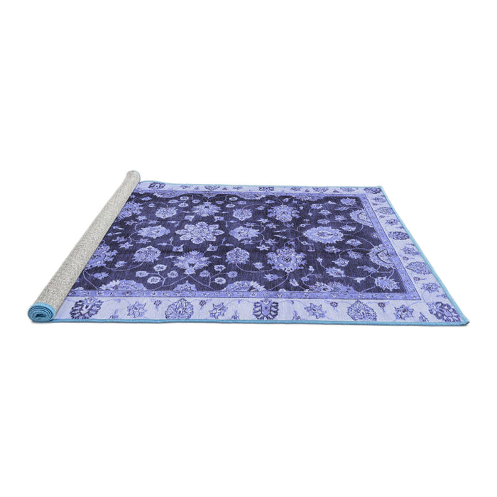 Sideview of Machine Washable Oriental Blue Traditional Rug, wshabs4074blu