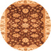 Round Machine Washable Oriental Orange Traditional Area Rugs, wshabs4074org