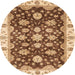 Round Abstract Yellow Oriental Rug, abs4074