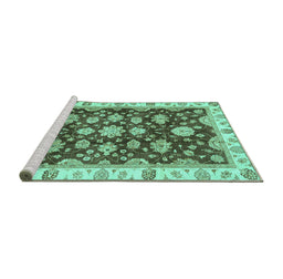 Sideview of Machine Washable Oriental Turquoise Traditional Area Rugs, wshabs4074turq
