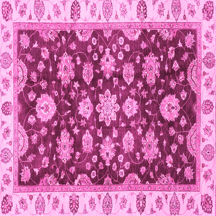 Square Machine Washable Oriental Pink Traditional Rug, wshabs4074pnk
