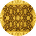 Round Machine Washable Oriental Yellow Traditional Rug, wshabs4074yw