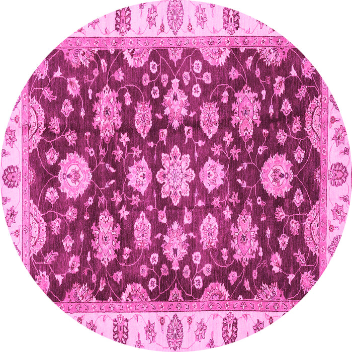 Round Oriental Pink Traditional Rug, abs4074pnk