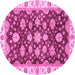 Round Oriental Pink Traditional Rug, abs4074pnk