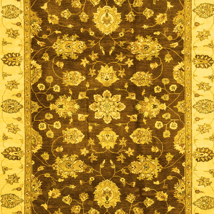 Machine Washable Oriental Yellow Traditional Rug, wshabs4074yw