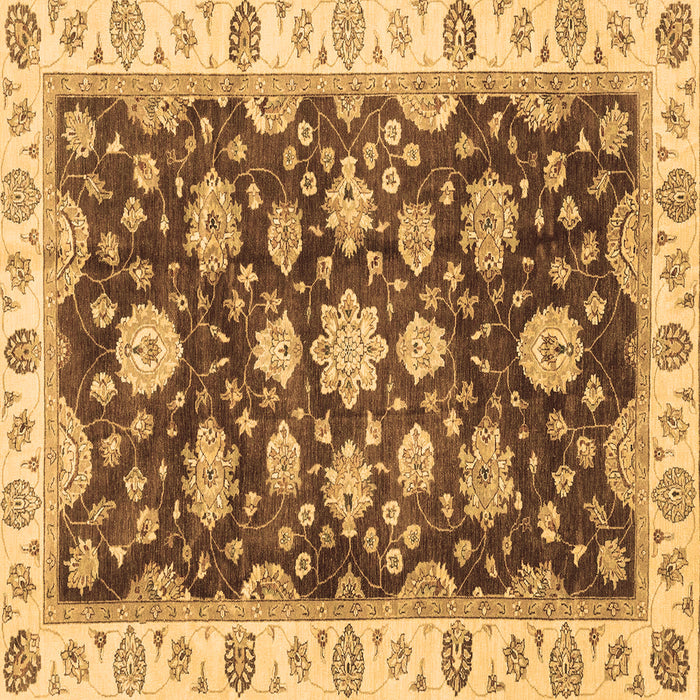 Square Machine Washable Oriental Brown Traditional Rug, wshabs4074brn