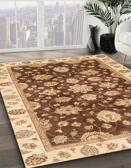 Machine Washable Abstract Yellow Rug in a Family Room, wshabs4074