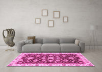 Machine Washable Oriental Pink Traditional Rug, wshabs4074pnk