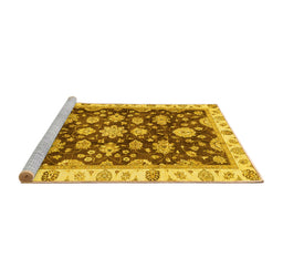 Sideview of Machine Washable Oriental Yellow Traditional Rug, wshabs4074yw