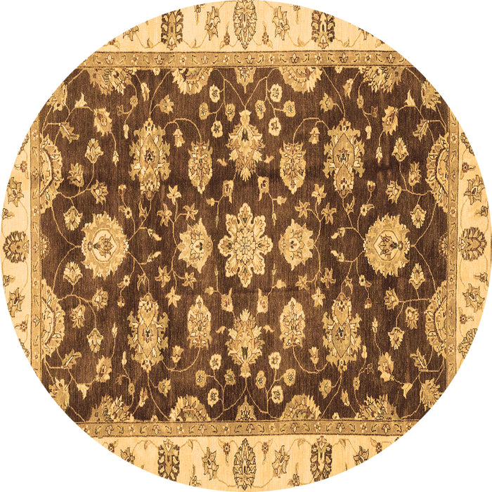 Round Machine Washable Oriental Brown Traditional Rug, wshabs4074brn