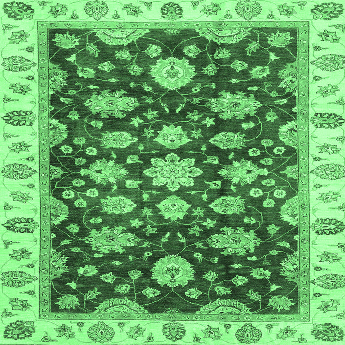 Square Oriental Emerald Green Traditional Rug, abs4074emgrn