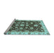 Sideview of Machine Washable Oriental Light Blue Traditional Rug, wshabs4074lblu