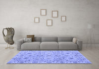 Machine Washable Abstract Blue Modern Rug, wshabs4075blu