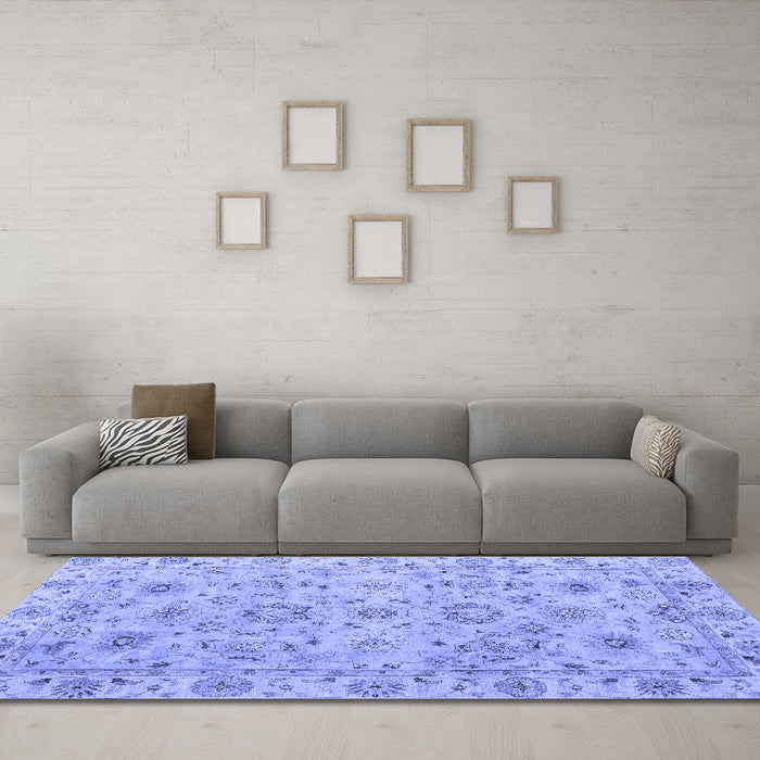 Machine Washable Abstract Blue Modern Rug in a Living Room, wshabs4075blu