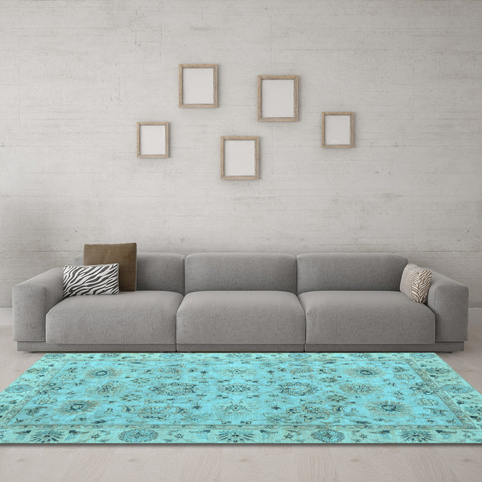 Machine Washable Abstract Light Blue Modern Rug in a Living Room, wshabs4075lblu