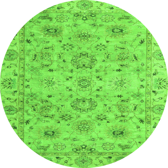 Round Machine Washable Abstract Green Modern Area Rugs, wshabs4075grn