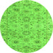 Round Machine Washable Abstract Green Modern Area Rugs, wshabs4075grn