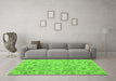 Machine Washable Abstract Green Modern Area Rugs in a Living Room,, wshabs4075grn