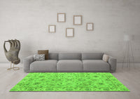 Machine Washable Abstract Green Modern Rug, wshabs4075grn