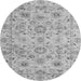 Round Machine Washable Abstract Gray Modern Rug, wshabs4075gry