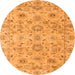 Round Abstract Orange Modern Rug, abs4075org