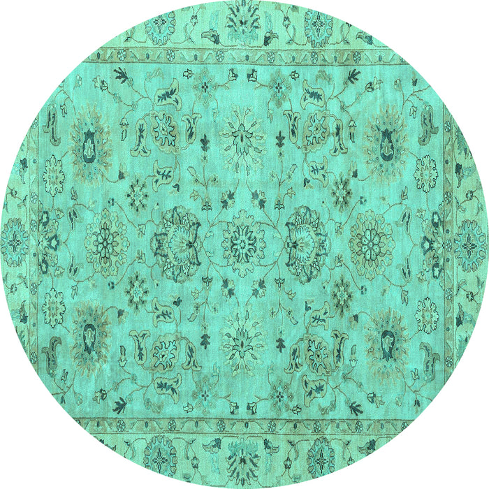 Round Machine Washable Abstract Turquoise Modern Area Rugs, wshabs4075turq